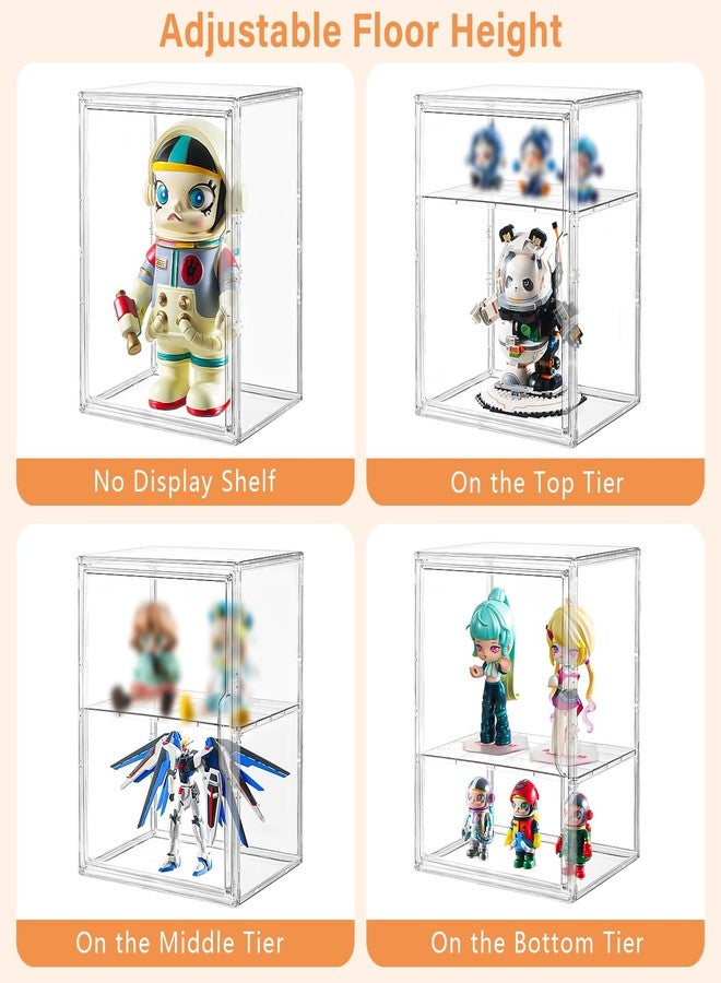 Amllas Acrylic Display Case for Collectibles, Clear Acrylic Display Box with 3 Adjustable Layers and Magnetic Door, Stackable Clear Storage Box/Bins for Figures,Lego, Book - Image 3